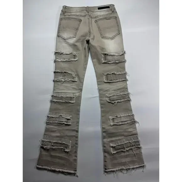 Rockstar Original Youth Boys RSK 205 Flare Tan Denim Jeans - Size 12 (26x30) - Picture 2 of 6